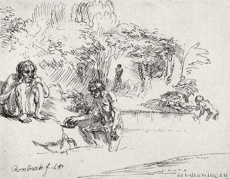 Купальщики. 1651 - Офорт 110 x 137 мм Собрание Я. де Брёйна