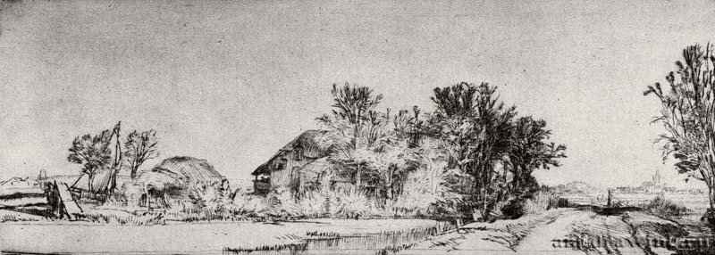 Улица вдоль канала. 1652 - Офорт 79 x 212 мм Собрание Я. де Брёйна