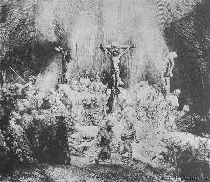 Три креста 1653 - Офорт. Третье состояние из пяти 38,7 x 45 Музей Метрополитен Нью-Йорк