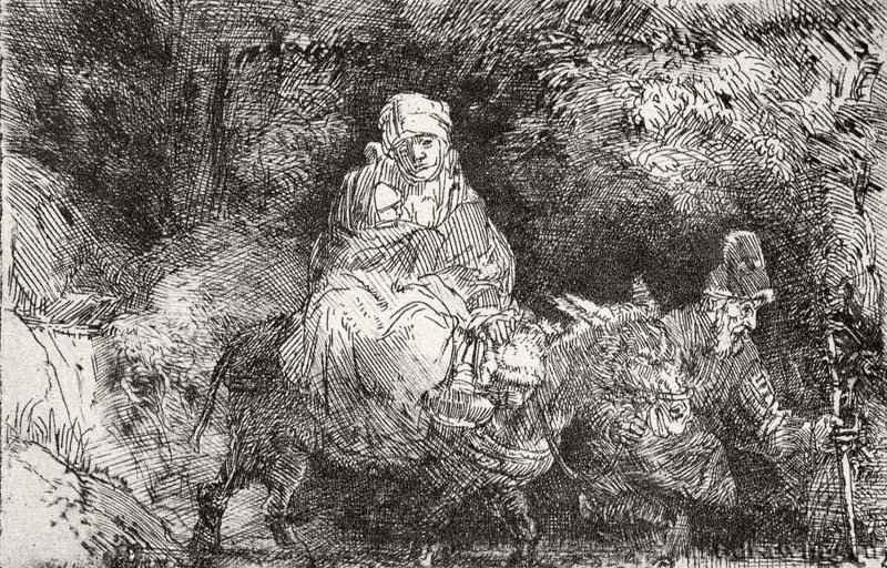 Бегство в Египет, переход через ручей 1654 - Офорт 95 x 144 мм Собрание Я. де Брёйна