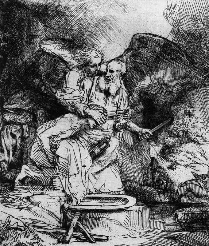 Жертвоприношение Авраама. 1655 - Офорт. Одно состояние 16 x 13,5 ГМИИ им. А.С. Пушкина Москва