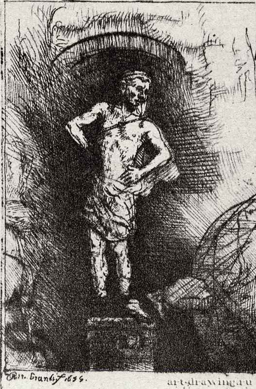 Иллюстрация к Piedro gloriosa (Славному камню) Менассе бен Израэля, Видение статуи Навуходоносора. 1655 - Офорт 99 x 76 мм Собрание Я. де Брёйна