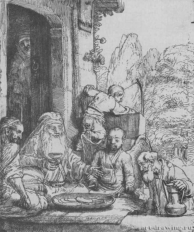 Авраам, принимающий ангелов. 1656 - Офорт. Одно состояние 16,4 x 13,4 ГМИИ им. А.С. Пушкина Москва