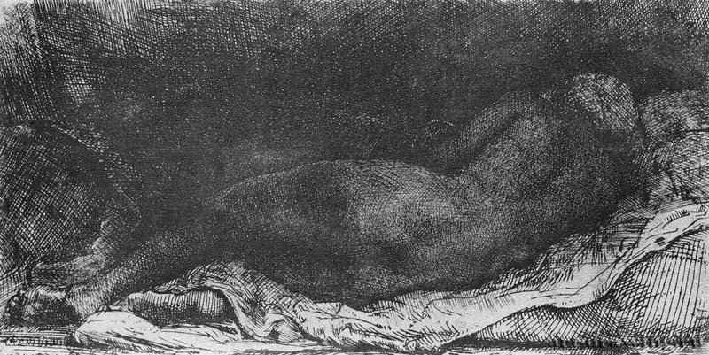 Лежащая негритянка 1658 - Офорт. Второе состояние из трех 8,4 x 16 ГМИИ им. А.С. Пушкина Москва