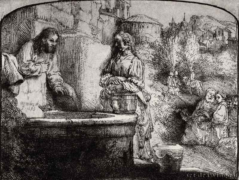 Христос и самаритянка. 1658 - Офорт 126 x 160 мм Собрание Я. де Брёйна