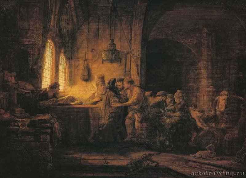 Притча о работниках на винограднике. 1637 - Дерево, масло. 31 x 42. Эрмитаж. Санкт-Петербург.
