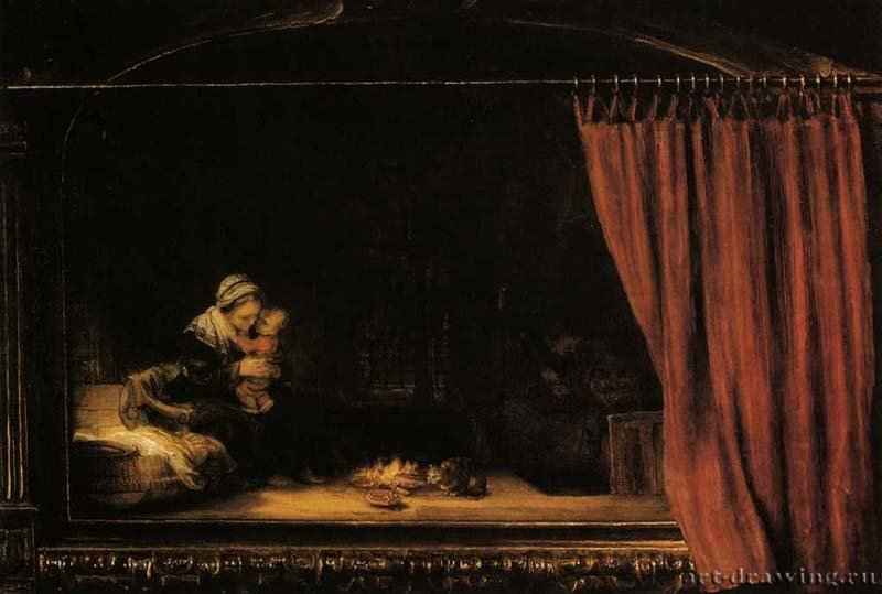 Святое семейство. 1646 - Дерево, масло 46,5 x 68,5 Картинная галерея старых мастеров Кассель