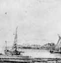 Берег Амстель. 1650 - Черный мел на бумаге 110 x 130 мм Школа изящных искусств Париж