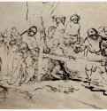 Несение креста. 1653-1660 - Тростниковое перо коричневой тушью, отмывка, уточнения белилами, на бумаге 174 x 273 мм Музей Тейлера Харле