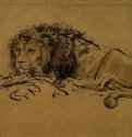 Лежащий лев - Перо, кисть, тушь, тонированная бумага 13,8 x 20,7 Лувр Париж