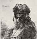 Старик в высокой меховой шапке с опущенными глазами. 1635 - Офорт 113 x 102 мм Собрание Я. де Брёйна