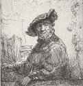 Старик в беседке. 1642 - Офорт 72 x 56 мм Собрание Я. де Брёйна