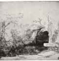Лодка под деревьями. 1645 - Офорт 129 x 133 мм Собрание Я. де Брёйна