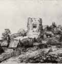 Пейзаж с башней вдали. 1650 - Офорт 88 x 156 мм Собрание Я. де Брёйна