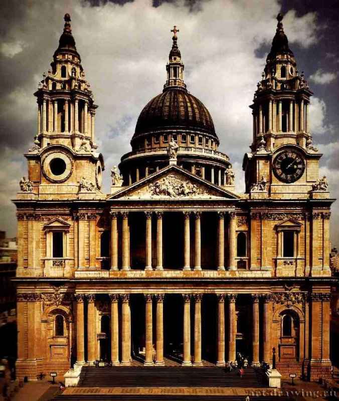 Собор Святой Павла. Западный фасад. 1675-1711 —  Лондон. Великобритания.