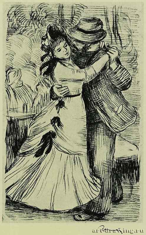 Танец в деревне. 1890 - 218 х 136 мм Мягкий лак Франция. Частное собрание Франция
