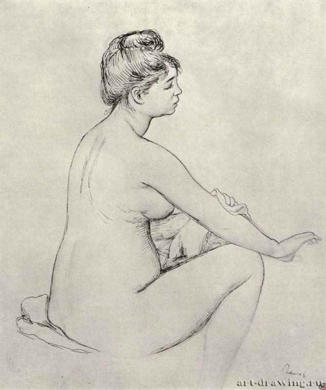 Купальщица. 1885 - 340 х 240 мм Перо черным тоном, на белой бумаге Париж. Лувр, Кабинет рисунков Франция