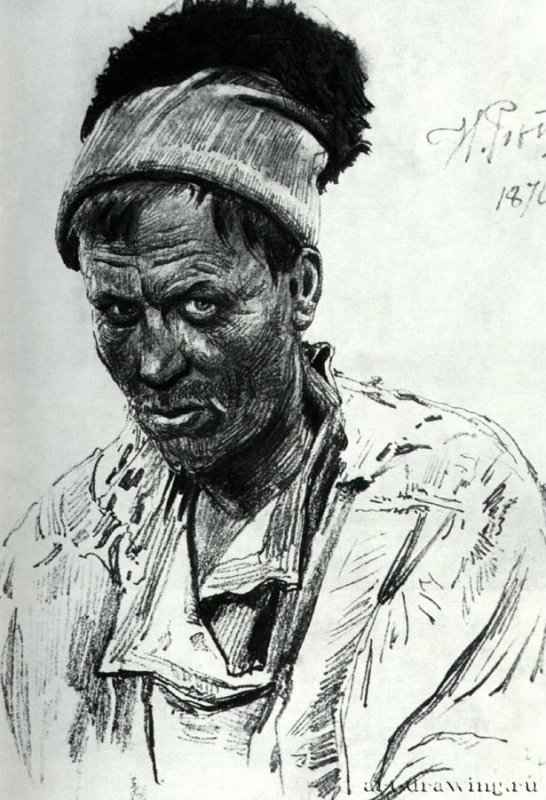 Голова Бурлака, Илька моряк. 1872 - Бумага, графитный карандашРеализмРоссия