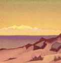 Граница Тибета. Цайдам 1936 г. - Картон, темпера; 30,7 х 45,8 см. Музей Николая Рериха. Нью-Йорк, США.