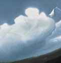 Облако на вершинах 1945 г. - Картон, темпера; 31,2 х 46 см. Новосибирский государственный художественный музей. Новосибирск, Росссия.
