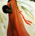 Московская девушка 17 века, 1903 г. - Картон, масло; 48 х 26 см. Санкт-Петербург. Государственный Русский музей.