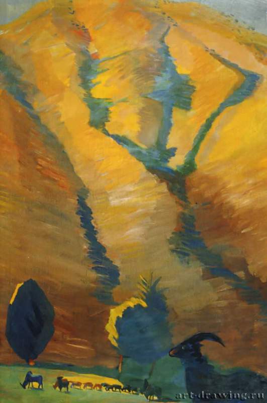 Горный пейзаж, 1913 г. - Холст, масло; 100,7 х 71,5 см. Государственный музей изобразительных искусств Республики Татарстан. Казань. Россия.