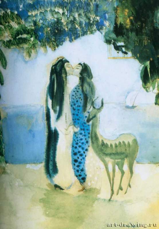 Любовь. Сказка, 1906 г. - Бумага, акварель; 24 x 17 см. Ереван. Музей М. Сарьяна. Россия.