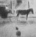 Дрожки. 1885 - Сёра, Жорж: 233 x 305 мм. Соус на бумаге. Берн. Собрание Корнфельд. Пуантилизм (дивизионизм). Франция.