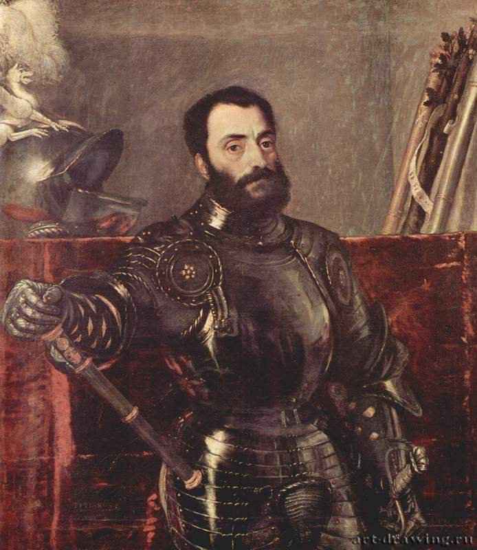 Портрет Франческо Мариа делла Ровере. 1536-1538 - 114,3 x 100 см. Холст, масло. Возрождение. Италия. Флоренция. Галерея Уффици. Парная картина к портрету Элеоноры Гонзага (Уффици).