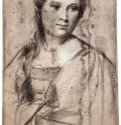 Портрет молодой женщины. 1520 - Тициан Вечелио: 419 х 265 мм. Черный и белый мел на коричневой бумаге. Флоренция. Галерея Уффици, Кабинет рисунков и гравюр.