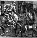 Крестьянка с ребенком на лошади. 1566 - Тициан Вечелио (круг): 131 х 181 мм. Ксилография. Берлин. Гравюрный кабинет. Гравер: Больдрини, Николо.