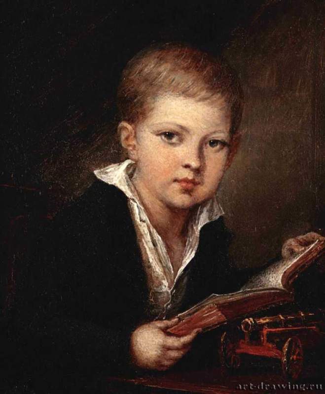Портрет князя Михаила Александровича Оболенского (?) ребенком. 1812 * - 14 x 12 смЖесть, маслоРоссияМосква. Музей В. А. Тропинина и московских художников его времени