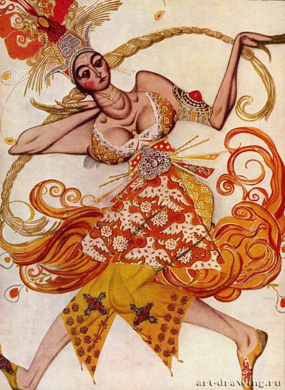 Танцовщица из балета "Жар-птица". 1910 - 25 x 18 смАкварельСимволизмРоссияПариж. Собрание де Беарн