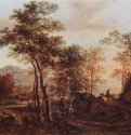 Итальянский пейзаж с художником. Вторая четверть 17 века - 187 x 240 см Холст Барокко Нидерланды (Голландия) Амстердам. Рейксмузеум