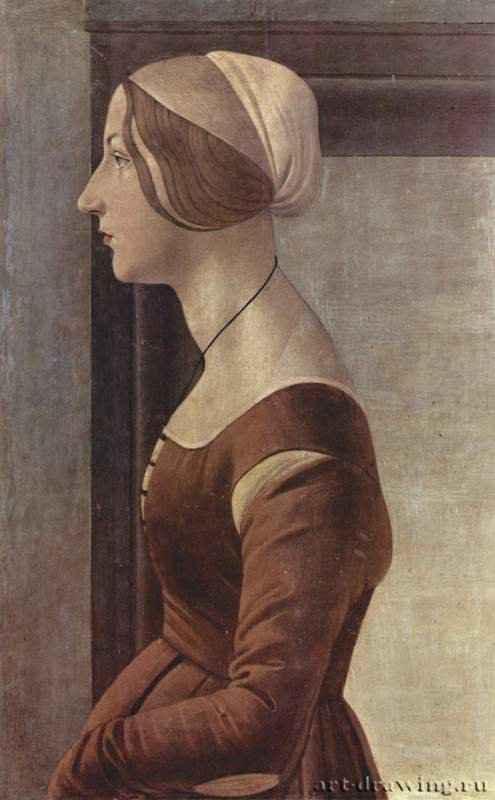 Портрет молодой женщины - 1475 *61 x 40 смДерево, темпераВозрождениеИталияФлоренция. Палаццо Питти