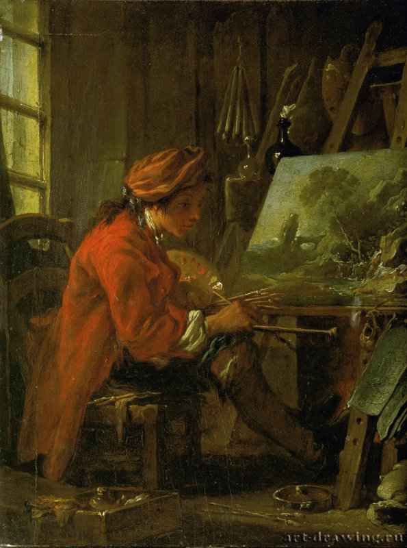 Буше Франсуа: Художник в мастерской, автопортрет, 1720.