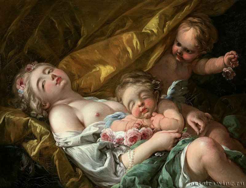Венера и Амур, 1761 г. - Холст, масло; 58 х 75 см. Рококо. Франция. Частное собрание.
