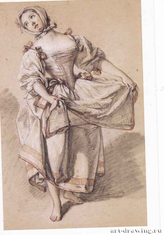 Молодая танцующая крестьянская девушка, 1765-1770 г. - Холст. Рококо. Франция.