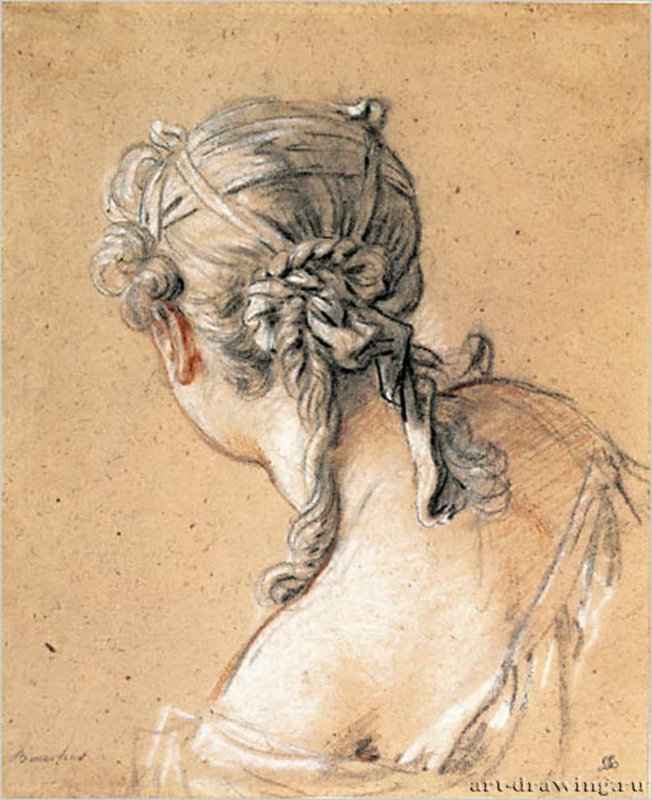 Штудия головы молодой женщины, 1761 г. - Холст. Рококо. Франция. Частная коллекция.