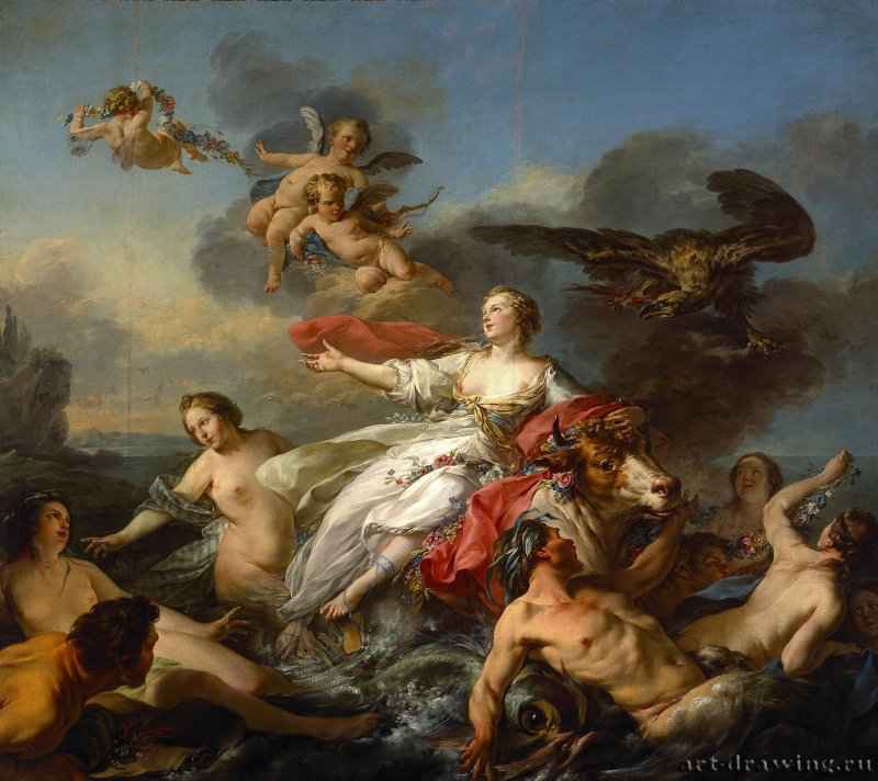 Похищение Европы, 1750. - Холст, масло. 244 х 275. Рококо. Франция. Даллас, Музей искусств.