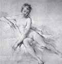 Сидящая обнажённая женщина, 1751 г. - Холст. Рококо. Франция. Частная коллекция.