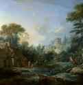 Пейзаж с водяной мельницей, 1740. - 130 х 163. Холст, масло. Рококо. Франция. Канзас. Музей Аткинс Нельсон.