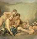 Венера обезоруживает Амура, 1749.  - Холст, масло. 107 х 173. Рококо. Франция. Париж, Лувр.