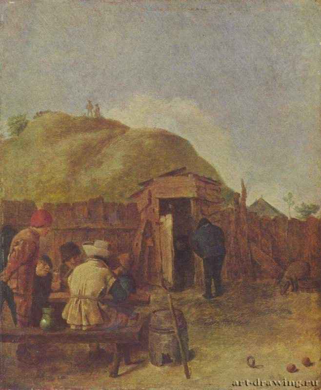 Пьяницы во дворе - 1631-1632 *25,5 x 21 смДерево, маслоБароккоНидерланды (Фландрия)Брюссель. Королевский музей изящных искусств