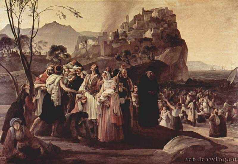 Беженцы из Парги. 1831 - 201 x 290 смХолст, маслоРомантизмИталияБрешиа. Пинакотека Тозьо Мартиненьо