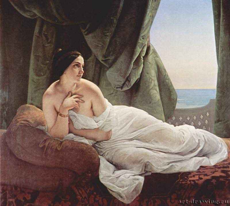 Лежащая одалиска. 1839 - 120 x 137 смХолст, маслоРомантизмИталияМилан. Частное собрание