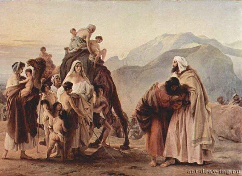 Встреча Иакова и Исава. 1844 - 208 x 300 смХолст, маслоРомантизмИталияБрешиа. Пинакотека Тозьо Мартиненьо