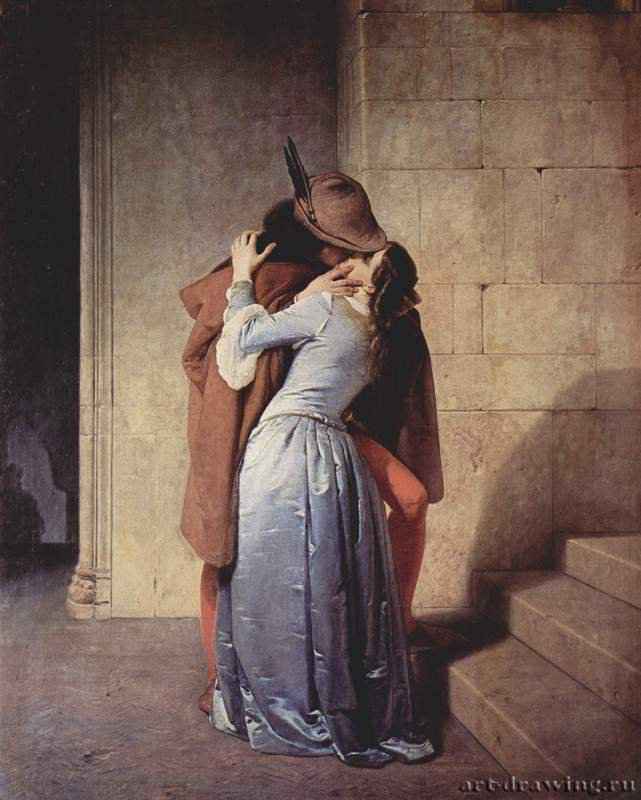 Поцелуй. 1859 - 110 x 88 смХолст, маслоРомантизмИталияМилан. Пинакотека Брера