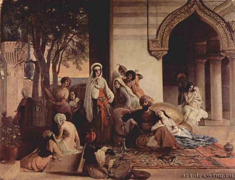 Новая любимица (сцена в гареме). 1866 - 70 x 92 смХолст, маслоРомантизмИталияМилан. Частное собрание