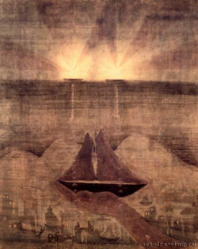 Соната моря. Andante, 1908 г. - Бумага, темпера; 73,3 х 62,4 см. Галерея М. К. Чюрлёниса. Каунас. Россия.